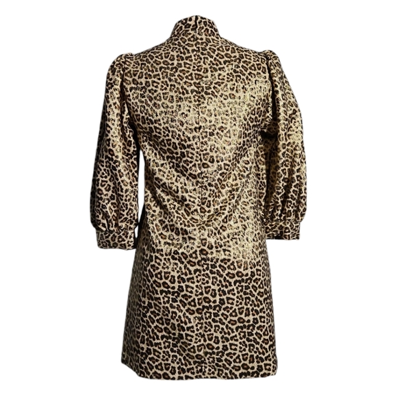 NEW ZARA Luxury  Leopard with Gold Metallic and Brown Dress Size XSl - Picture 8 of 17